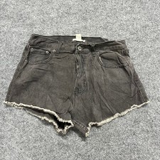 Forever 21 Shorts Womens Size 28 Washed Black Denim High Waisted Raw Hem