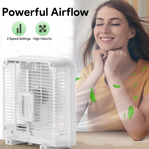 10" Tabletop Box Fan for Bedroom, 2 Speeds, Quiet Table Fan with Strong Airfl... - Picture 3 of 7