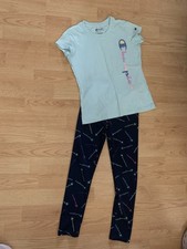 2 Pc Kids Champion Shirt  Pants Set Size 5/6 Girls Blue  Multi Colored Used