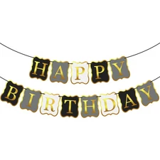 KatchOn, Black and Gold Happy Birthday Banner - 10 Feet, NO DIY | Happy Birth...