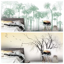 3D Hand Drawn Tree Self-adhesive Wallpaper Removable Wallpaper Wall Mural