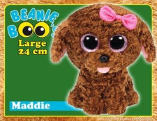 TY Beanis Boos Glubschis Large 24cm Plüsch Kuscheltier NEU - Hund Maddie