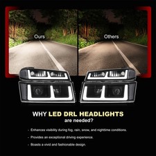 Conjunto de faros proyectores LED Colorado Canyon 2004-2012 lámpara de señal negra
