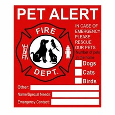 Pet Alert Fire Rescue Sticker Decal Save Our Pets Emergency Window Sign