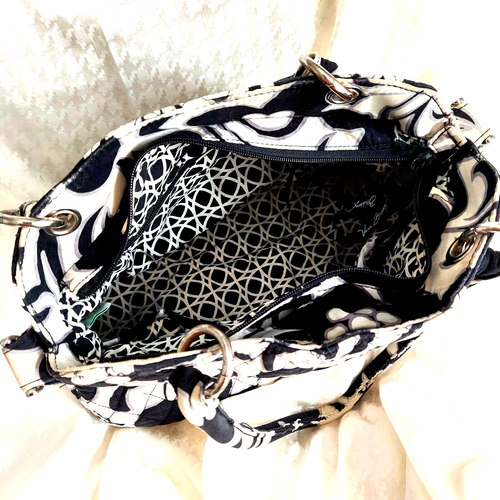 Vera Bradley Night & Day Convertible Shoulder Bag Quilted Purse White Black - Picture 4 of 12