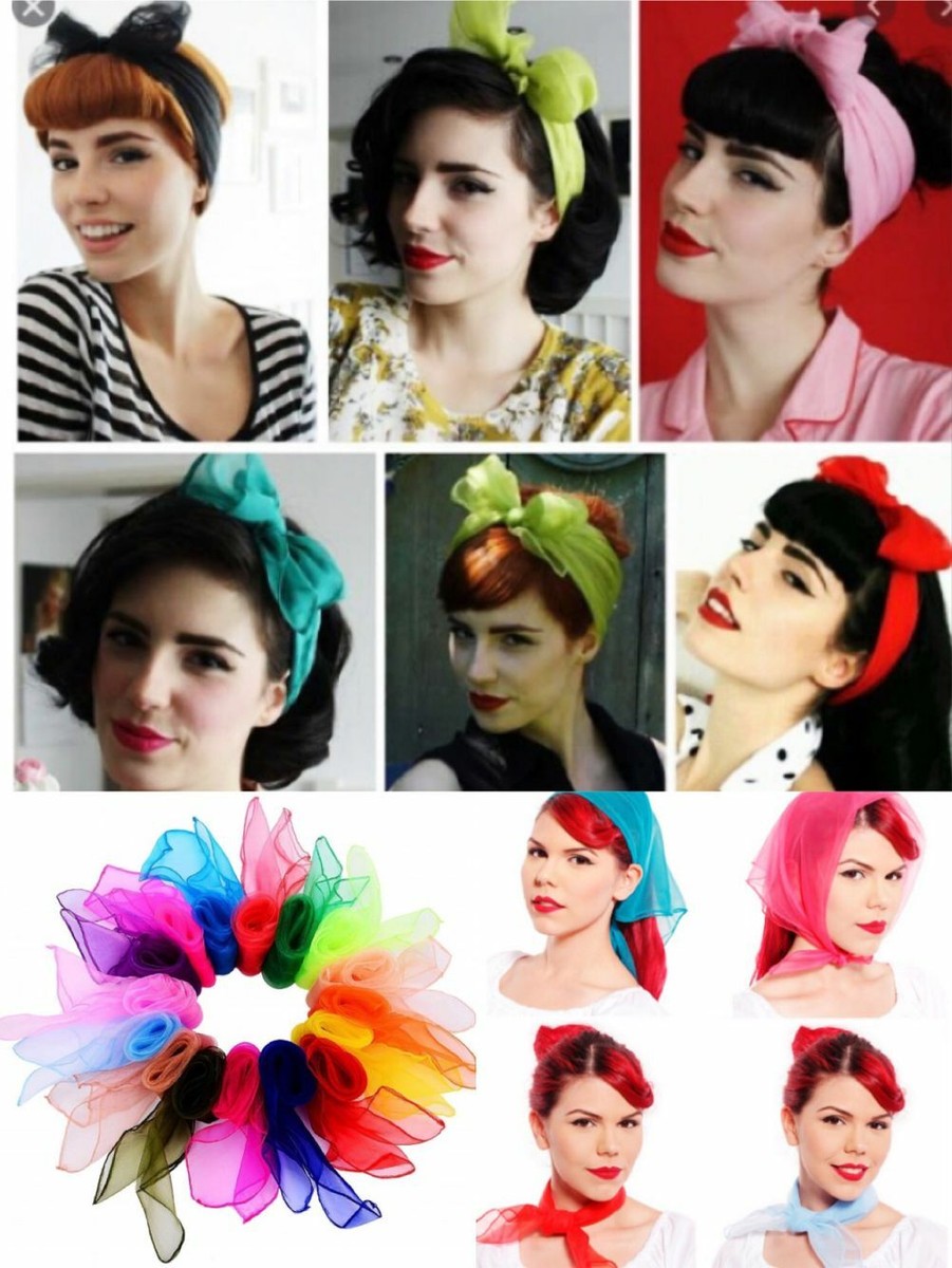Lady Women Vintage 50s Pinup Rockabilly Nylon Scarf Durag  display picture 1