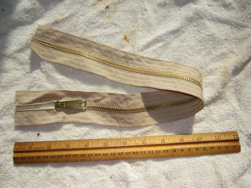 VINTAGE TALON 17" TAN CLOSED BRASS ZIPPER, NOS - Picture 3 of 12
