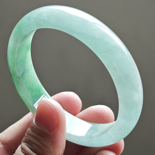 61mm Emerald Green Icy Jadeite Jade Bangle Bracelet Burma Jade Bangle 2083 - Picture 6 of 14