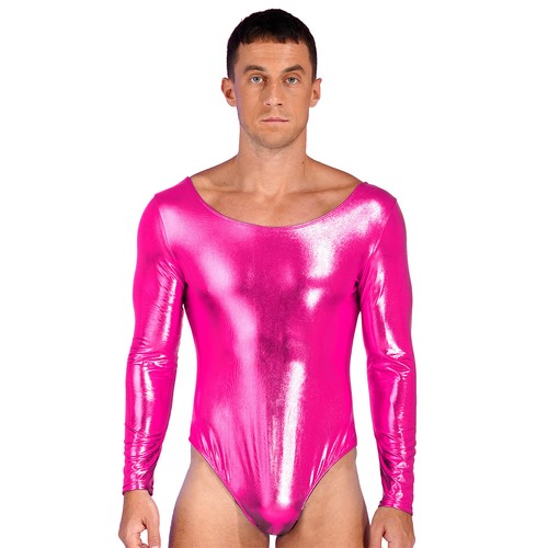 Herren Trikot Lange Ärmel Overall Glänzend Bodysuit Übung Einteiliger Bodycon DE - Bild 74 von 92