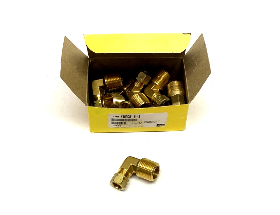 Parker 169CA-6-8 Brass Compression Elbow Fitting 3/8" Tube OD x 1/2" NPT 10-PACK - Image 2 of 4