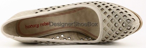 $100 LUXURY REBEL SAKURA 3 Beige Oiled Suede Designer Cutout Pumps 7 EUR 37.5 - Picture 3 of 4