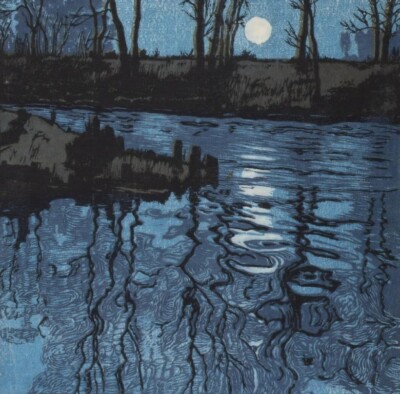 The Blue Lagoon Linocut Art Print – Hugo Henneberg – 1904 Nocturne