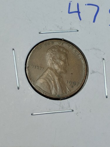 1947 S Lincoln Wheat Cent Penny Free Shipping - Picture 2 of 5