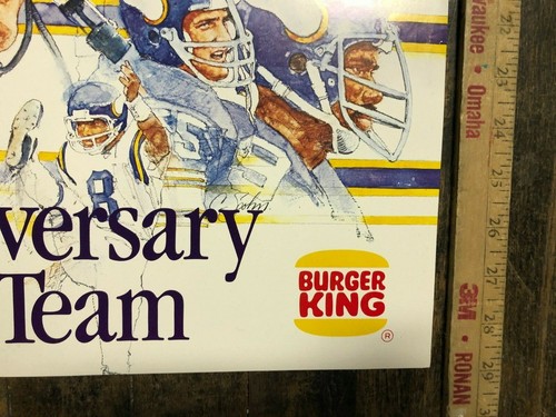 PÓSTER DE COLECCIÓN Minnesota Vikings aniversario de plata todos los tiempos Burger King 1985 - Imagen 3 de 4