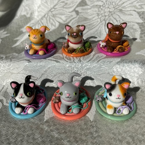 Handmade Kitty Cat Polymer Clay Figurine Decor Tiny Sculpture - Picture 2 of 41