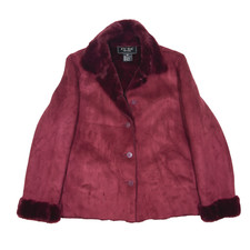 Fuda Faux Fur Lined Coat Red Faux Suede Womens M
