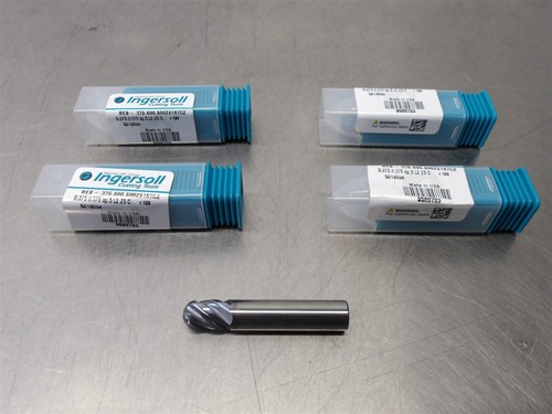 4 NEW! Ingersoll 3/8" Carbide Endmill 5 Flute .188R 9589703