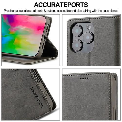 Leder Flip Wallet Handyhülle für iPhone 16/15/14/13/12/11 Pro Max/XS/XR/7/8/SE - Bild 79 von 84