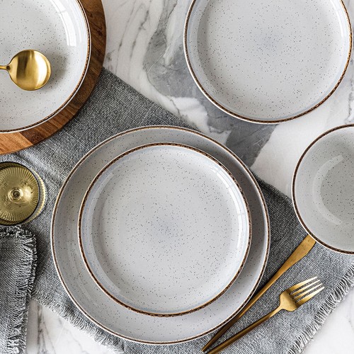 Round Stoneware Dinner Dining Set, 16 Piece Contemporary Bowls Plates Crockery - Picture 2 of 13