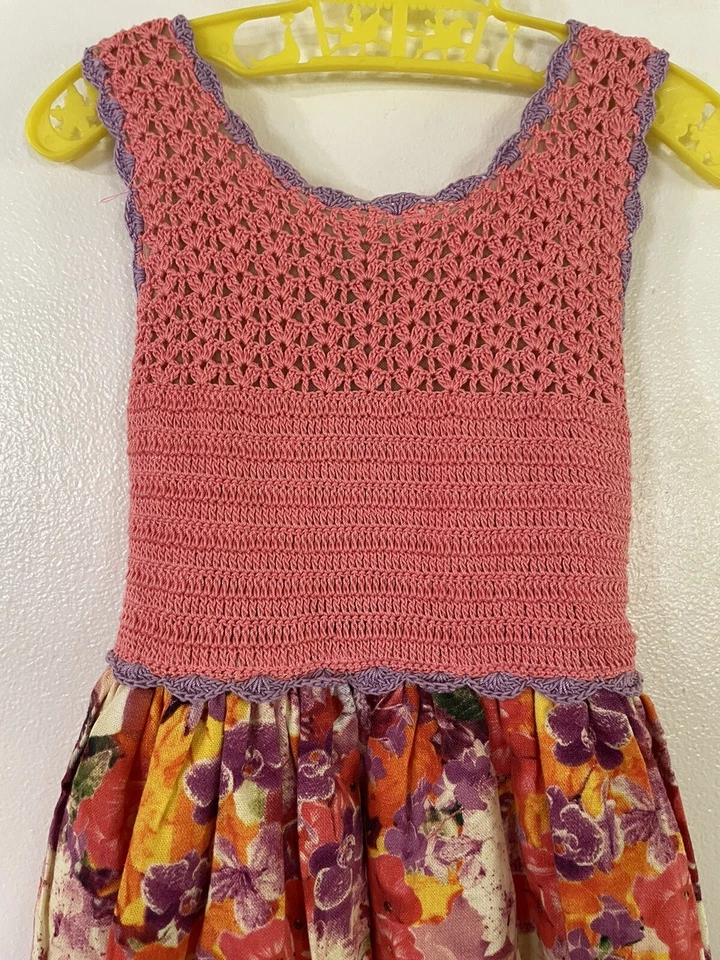 Hecho a mano Niñas Vestido de Pascua Crochet Corpiño Floral Falda Pecho 22 Talla 3 4 5? Foto 2 de 4