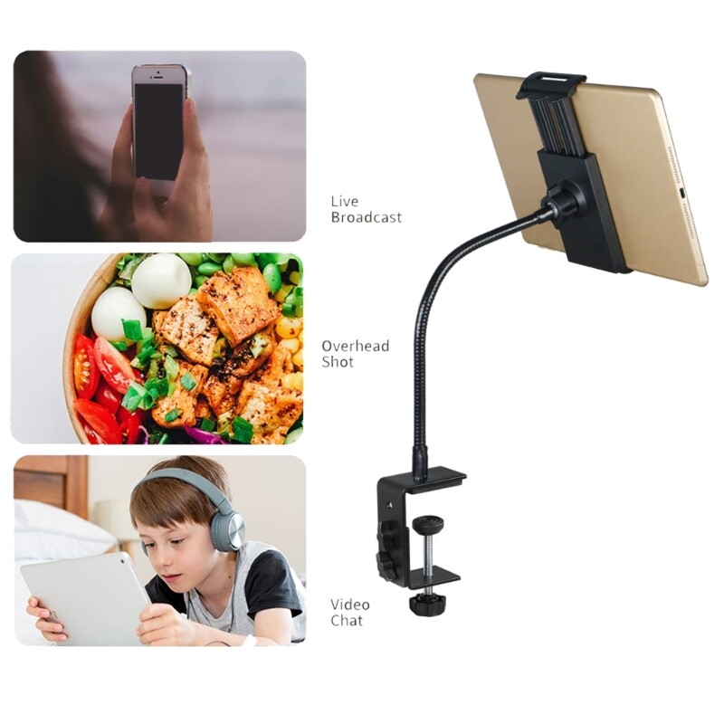 Tablet Stand Holder for Tablet Adjustable 360 Rotating Tablet Stand Desk Clamp-image