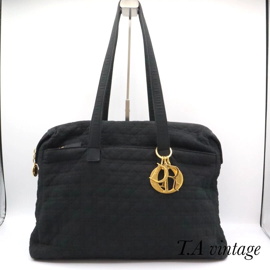 Authentique sac à bandoulière Christian Dior Cannage noir nylon Japon