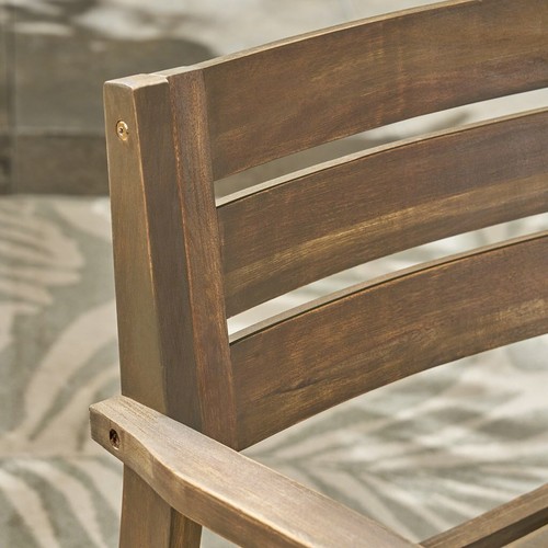 Brown Acacia Wood Frame 3 Piece Bistro Set Home Outdoor Furniture Garden Porch - Picture 6 of 8