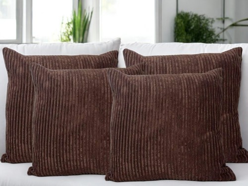 Set of 4 - Cushion Covers Plain Corduroy Cord Jumbo Super Soft 18x18" 45x45cm - Picture 96 of 192