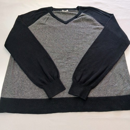 Vintage Merona V-Neck Mens Black & Gray Pullover Sweatshirt Long Sleeve Size 2XL - Picture 9 of 16