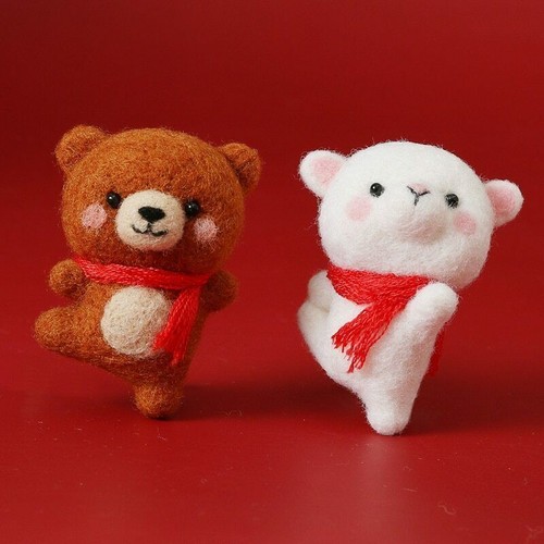 Dancing Bear Dog Shiba Inu Animals Wool Needle Felting Craft Material Kit - Picture 3 of 16