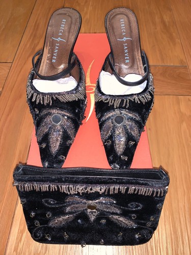 Black Rebeca Sanver Matching Shoes & Handbag size 39 - Picture 10 of 10