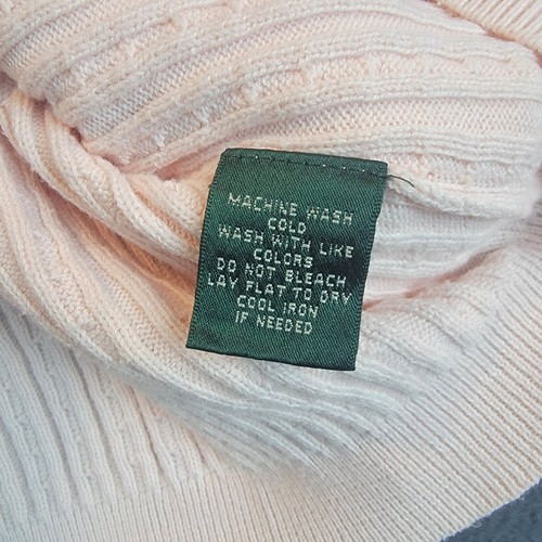 Lauren Ralph Lauren Sweater Women Large Cotton Pink Cable Knit Sweater Preppy - Picture 9 of 13