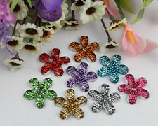 20pcs mixed colors acrylic rhinestone flower cabochon 30mm #22213