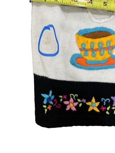 Michael Simon Simon Sez Cardigan Girl’s Size 6 Tea Cups Black Sweater Vintage - Picture 10 of 10