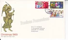 GB ROYAL MAIL FDC FIRST DAY COVER 1969 CHRISTMAS GPO BUREAU PMK
