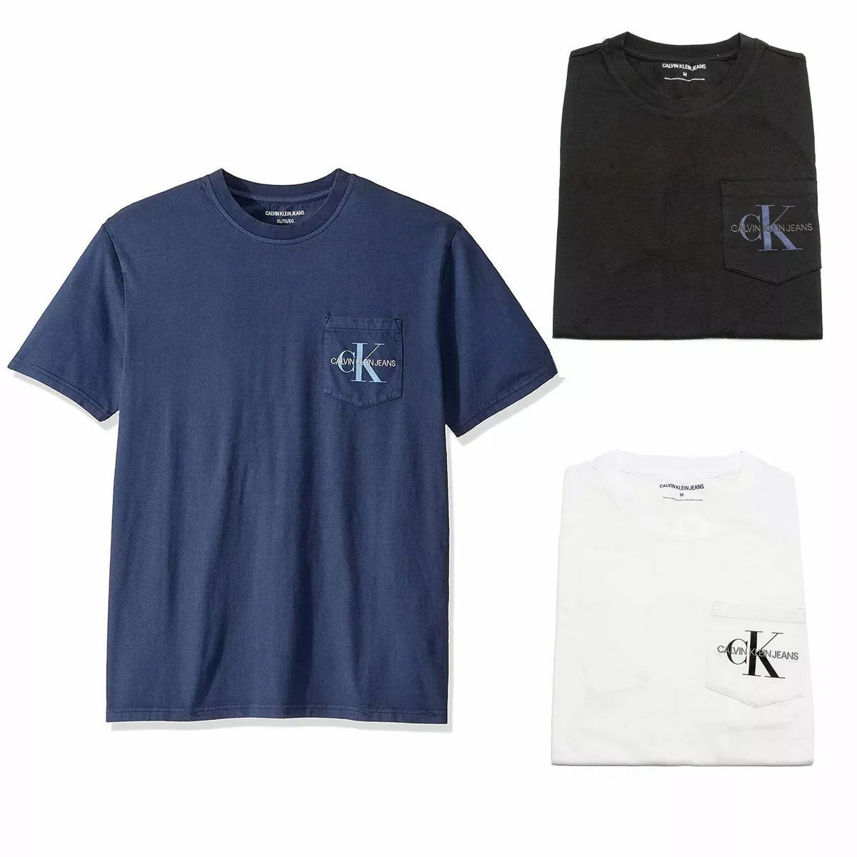 Calvin Klein Men's Garment-Dyed Monogram Logo Pocket T