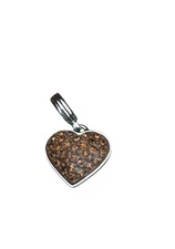 Brighton Cupid's Kiss Heart Crystal Heart Charm-- silver -brown crystals