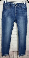 Refuge Jegging Jean Sz 4 Blue Cotton Blend Stretch Distressed raw hem mid rise