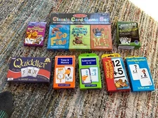 Kids Youth Card Game Lot Jukem Quiddler Go Fish Old Maid Math Flashcards + - x $