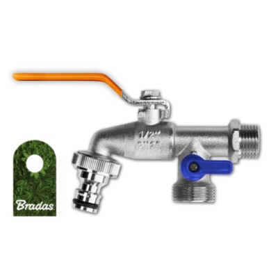 BRADAS Doppelanschluß Kugelhahn Wasserhahn 1/2' AG mit 2 x AG 3/4' Abgang 2977