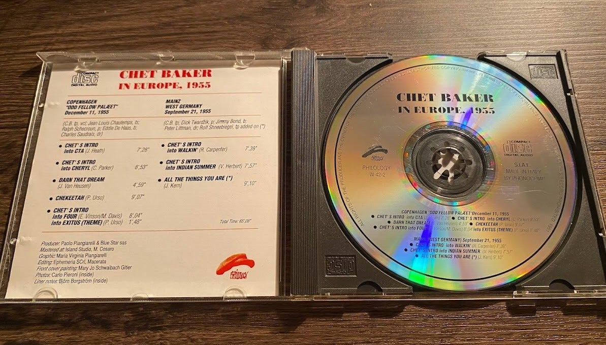 CHET BAKER Live in Europe/Germany 1955 jazz CD (Philology CHET BAKER Live in Europe/Germany 1955 jazz CD (Philology