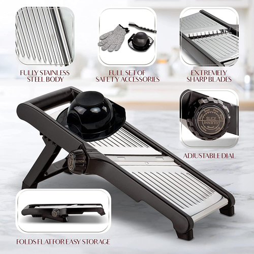 Mandoline Food Slicer Vegetable Cutter with Gloves Kitchen Potato Veggie Tool - Picture 4 of 12