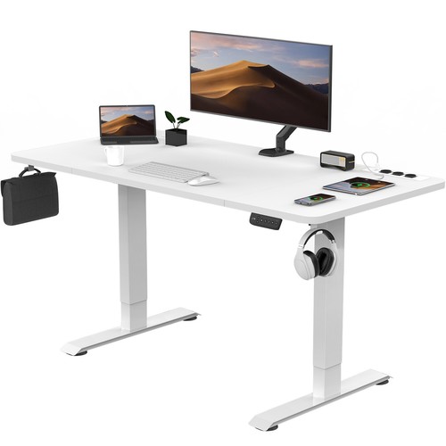Height adjustable desk with USB socket and wireless charging pad eBay