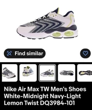 Nike Air Max TW Men’s Size 8.5 White Midnight Navy Lemon Twist DQ 3984-101
