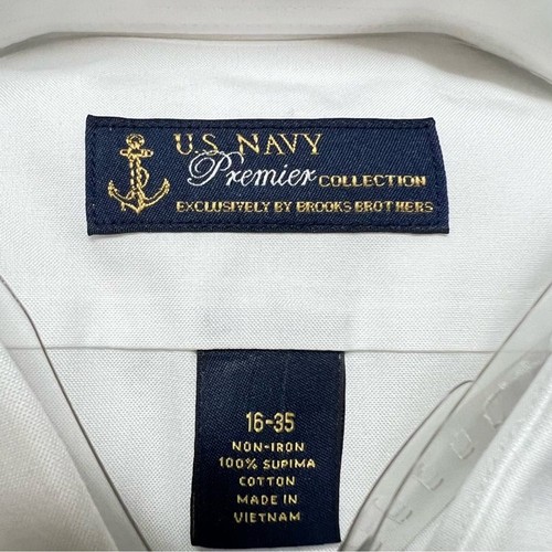 Neu US Navy Brooks Brothers weißes langärmliges Herrenhemd Knopfleiste - Bild 5 von 5