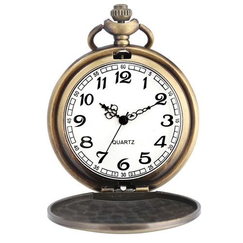 Bronze Quartz Pocket Watch Full Hunter White Dial Doctor Who Necklace with Chain - Picture 10 of 11