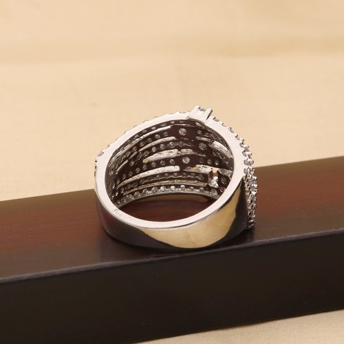 Umwerfend Cz Multiband Hochzeit Ring für Damen IN Silber Ton - 7 Reihen Design - Bild 59 von 70