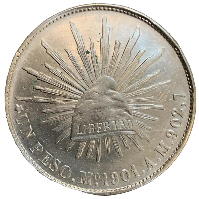 1904年 メキシコ銀貨 Cap and Rays Peso 自由の帽子 1ペソ 1904年 メキシコ銀貨 Cap and Rays Peso 自由の帽子 1ペソ