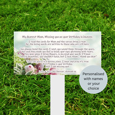 Personalised Mum in heaven happy heavenly birthday grave marker, Graveside stake