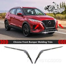 For Nissan Kicks 2021-2023 Left+Right Click-On Chrome Front Bumper Molding Trims